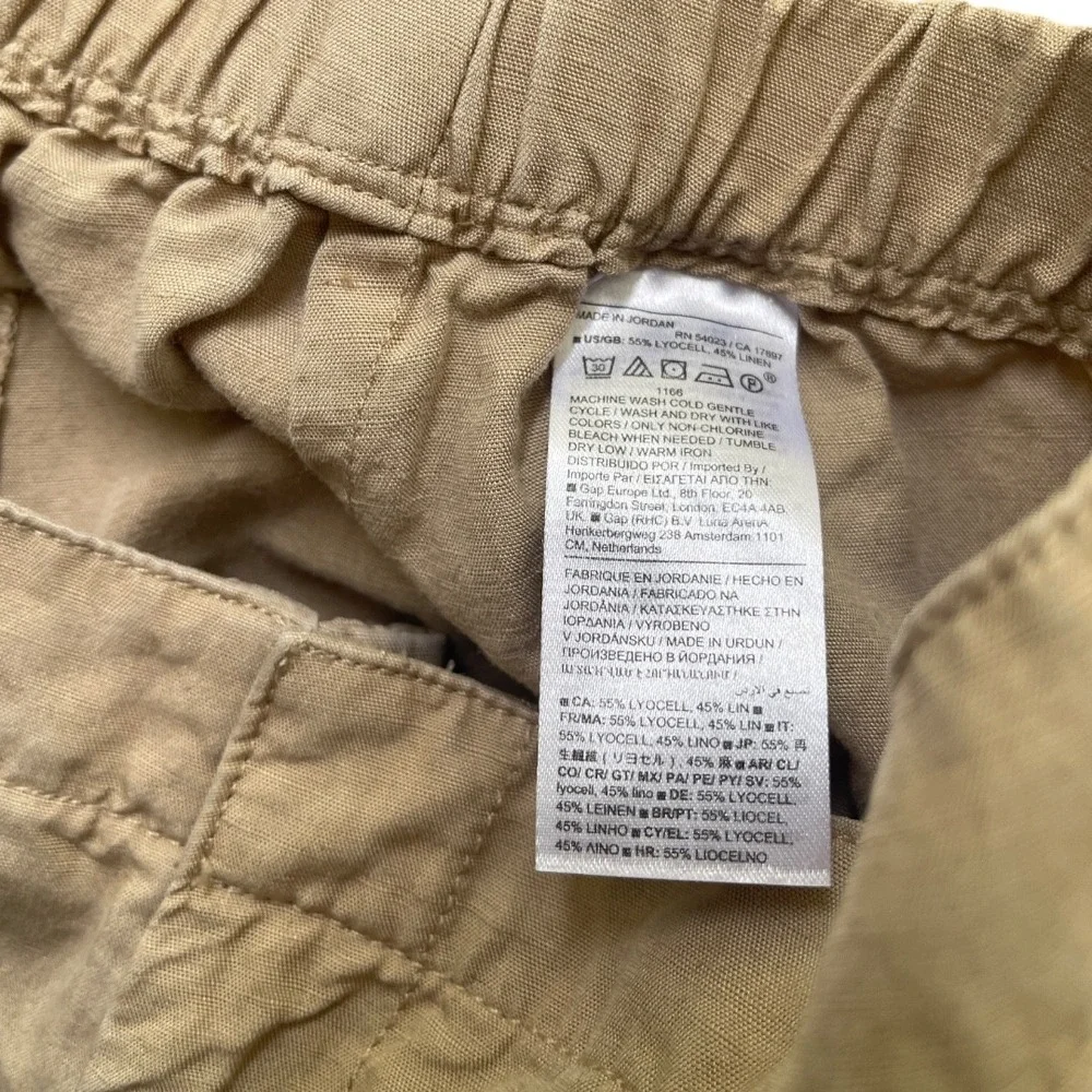 Banana Republic Khaki Linen‎ Blend Elastic Waist Pants M